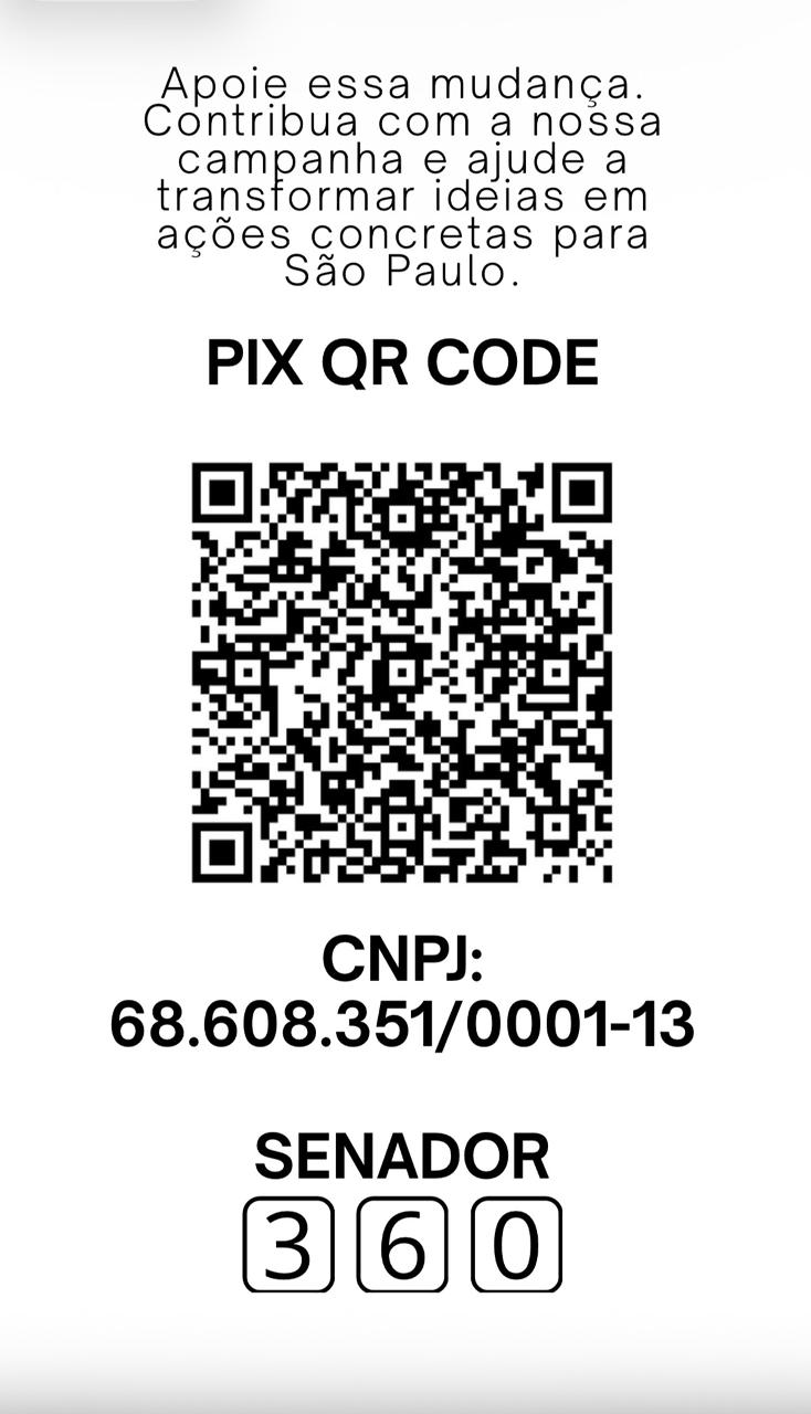 Arte de doação da campanha de William Teixeira com QR Code PIX para contribuição.